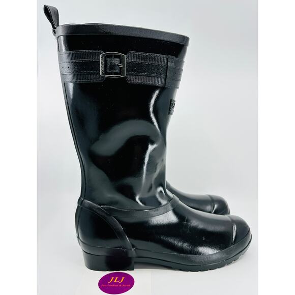 Sperry Women's Walker Atlantic Black Shine Mid Calf Rain Boots STS82562 Size 7.5 - Picture 1 of 11